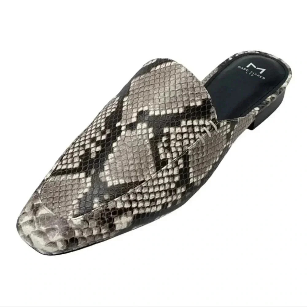 Marc Fisher LTD Pam2 Snake Embossed Leather Womens Flat Mules - Picture 10 of 16